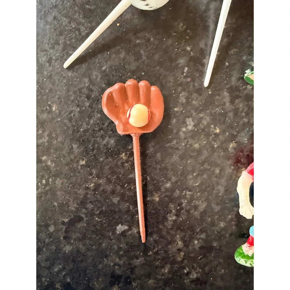 vintage plastic baseball mid-century bakery cake toppers set